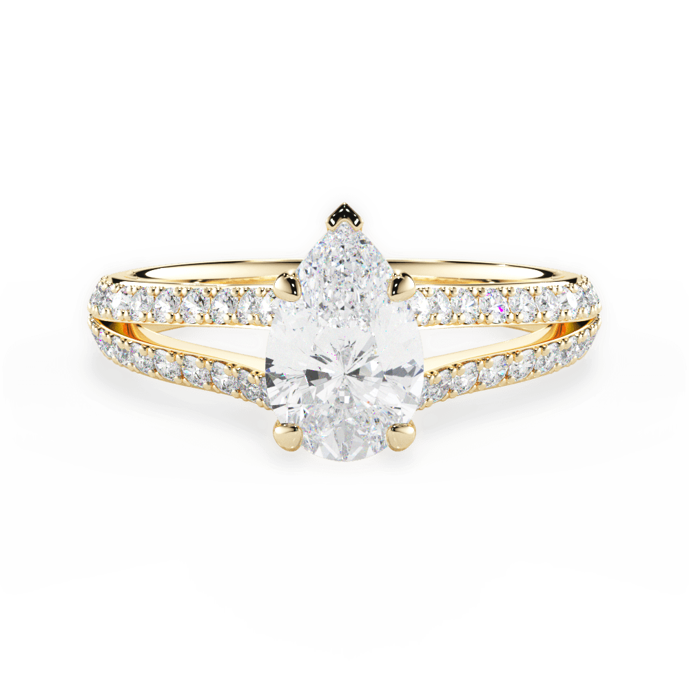 Kendra Pear Cut Lab Grown Diamond 18Kt Yellow Gold Engagement Ring