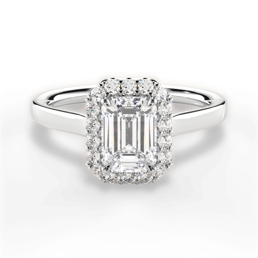 Fiona Emerald Cut Lab Grown Diamond 14Kt White Gold Engagement Ring