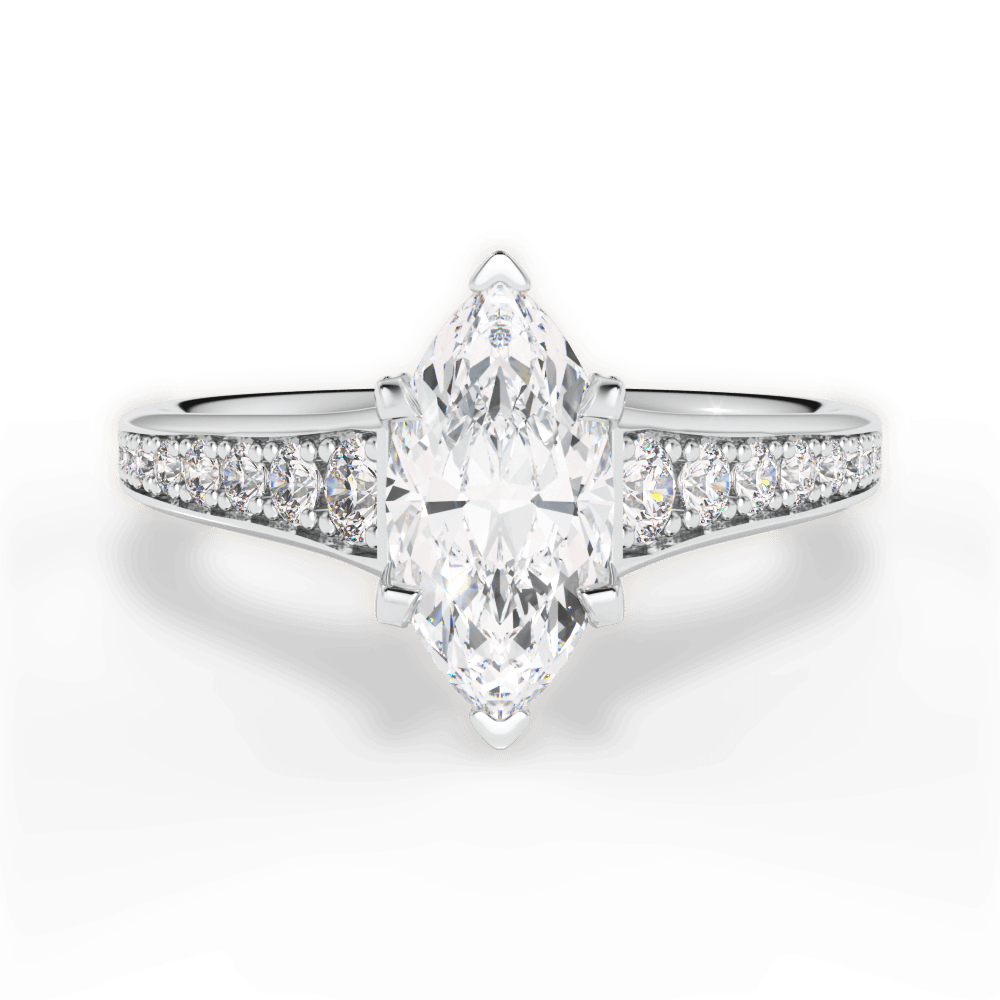 Leslie Marquise Cut Lab Grown Diamond 14Kt White Gold Engagement Ring