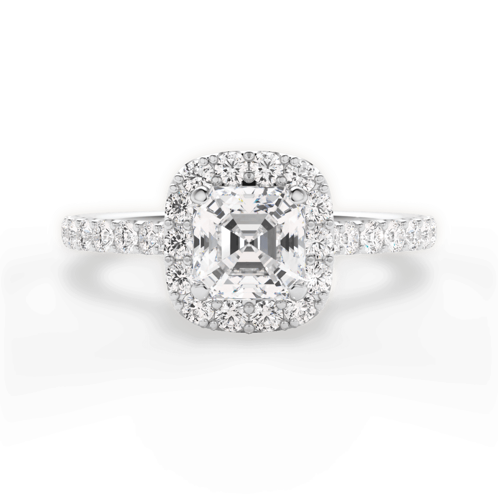 Ingrid Asscher Cut Lab Grown Diamond 14Kt White Gold Engagement Ring