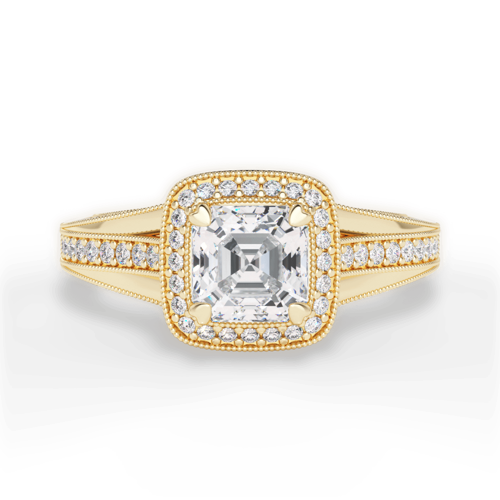Lillian Asscher Cut Lab Grown Diamond 18Kt Yellow Gold Engagement Ring
