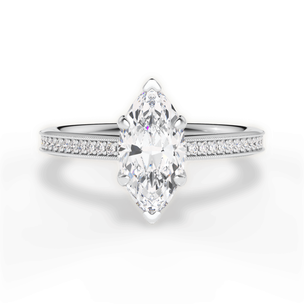 Janet Marquise Cut Lab Grown Diamond 14Kt White Gold Engagement Ring