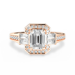 Katherine Emerald Cut Lab Grown Diamond 18Kt Rose Gold Engagement Ring