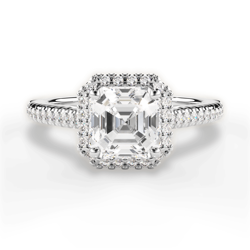 Jenny Asscher Cut Lab Grown Diamond 18Kt White Gold Engagement Ring