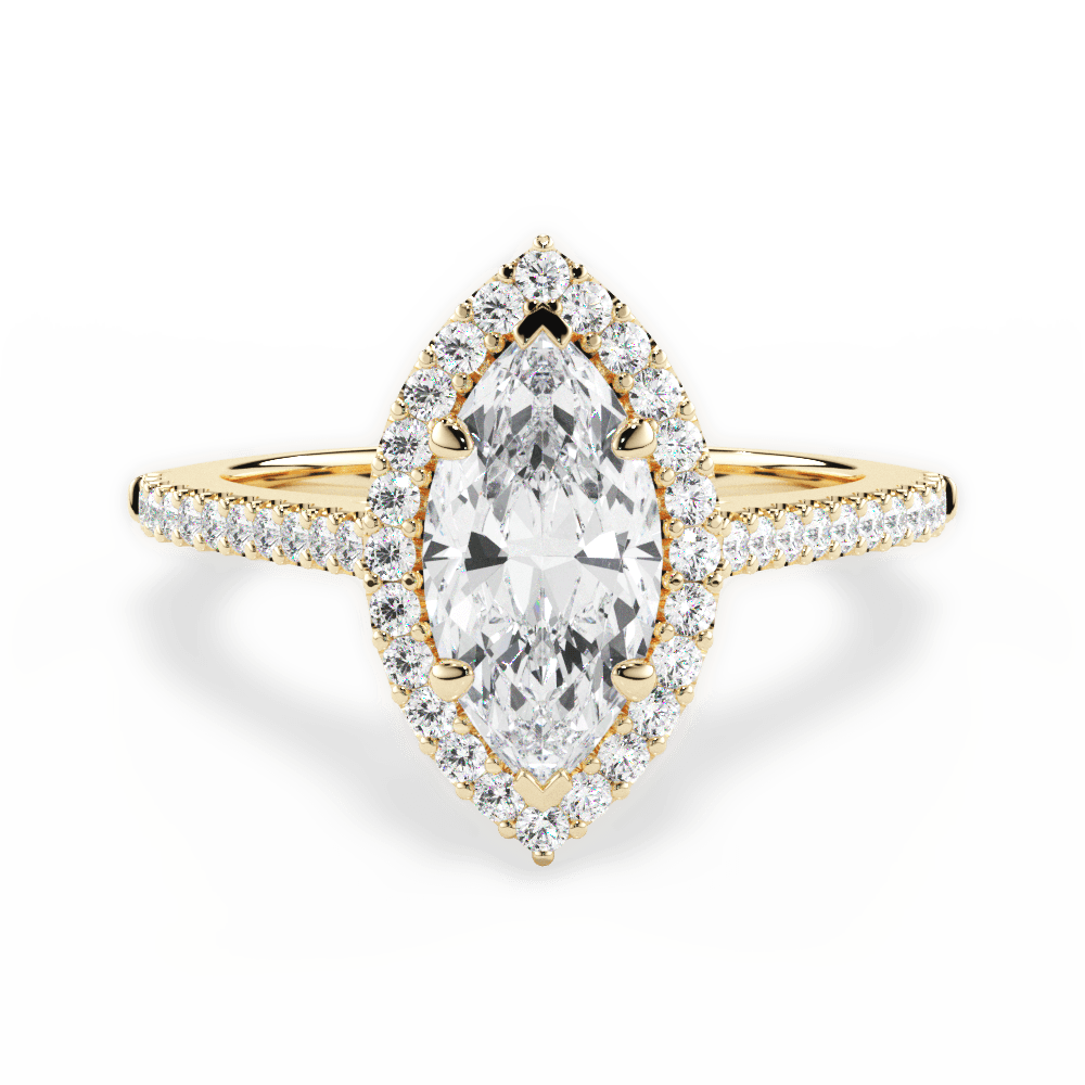 Jeanne Marquise Cut Lab Grown Diamond 18Kt Yellow Gold Engagement Ring