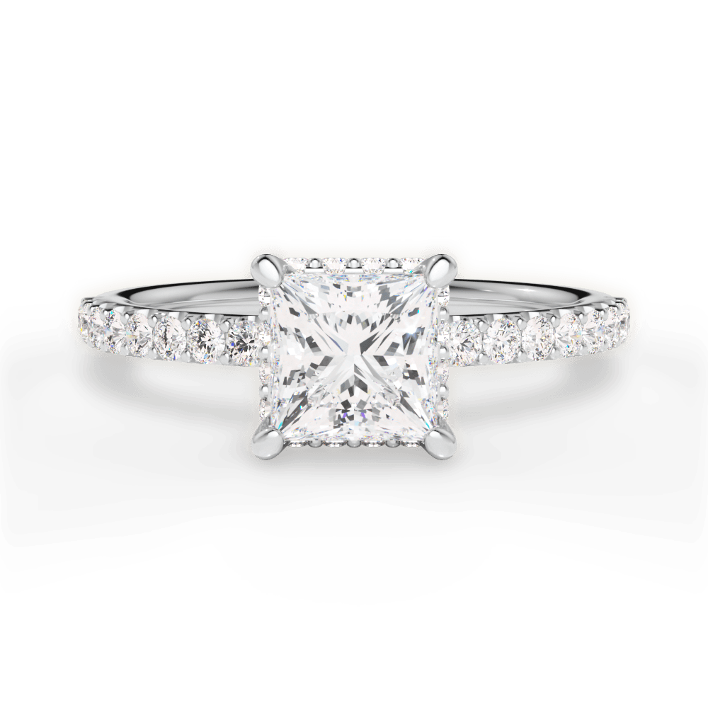 Isabella Princess Cut Lab Grown Diamond 14Kt White Gold Engagement Ring