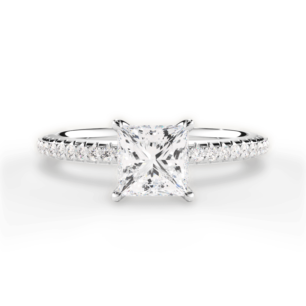 Giselle Princess Cut Lab Grown Diamond 14Kt White Gold Engagement Ring