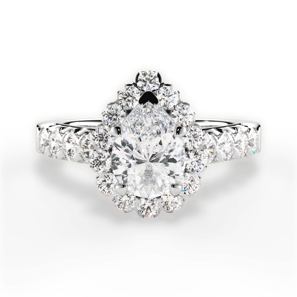 Lacey Pear Cut Lab Grown Diamond 14Kt White Gold Engagement Ring