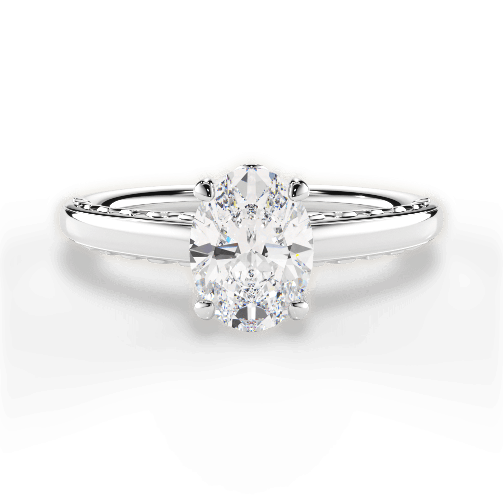 Annette Oval Cut Lab Grown Diamond 14Kt White Gold Engagement Ring