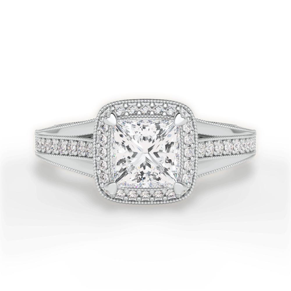 Lillian Princess Cut Lab Grown Diamond 14Kt White Gold Engagement Ring