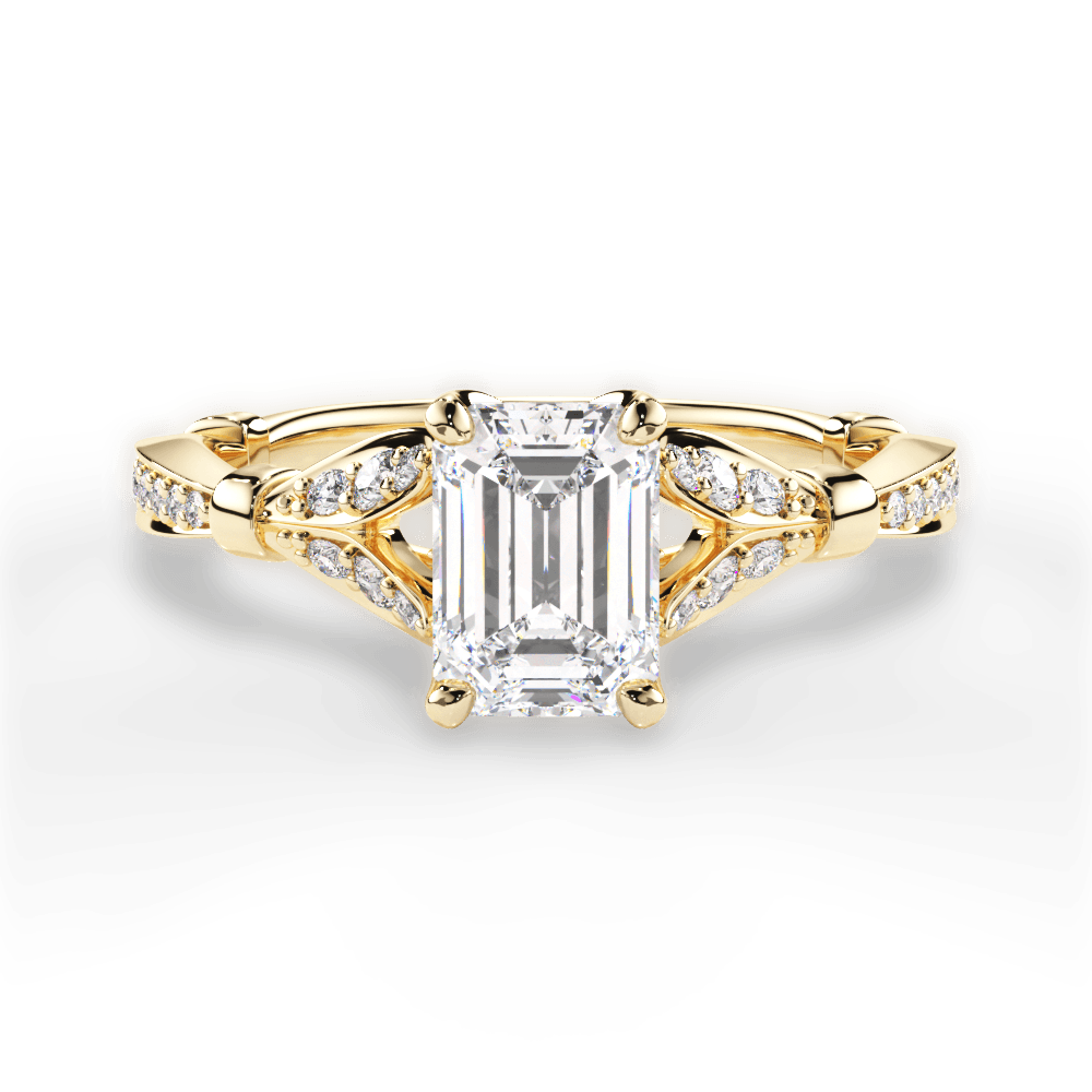 Geraldine Emerald Cut Lab Grown Diamond 18Kt Yellow Gold Engagement Ring