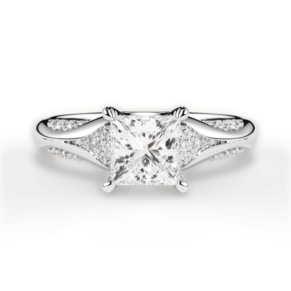 Isabel Princess Cut Lab Grown Diamond 18Kt White Gold Engagement Ring