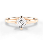 Ashley Asscher Cut Lab Grown Diamond 18Kt Rose Gold Engagement Ring