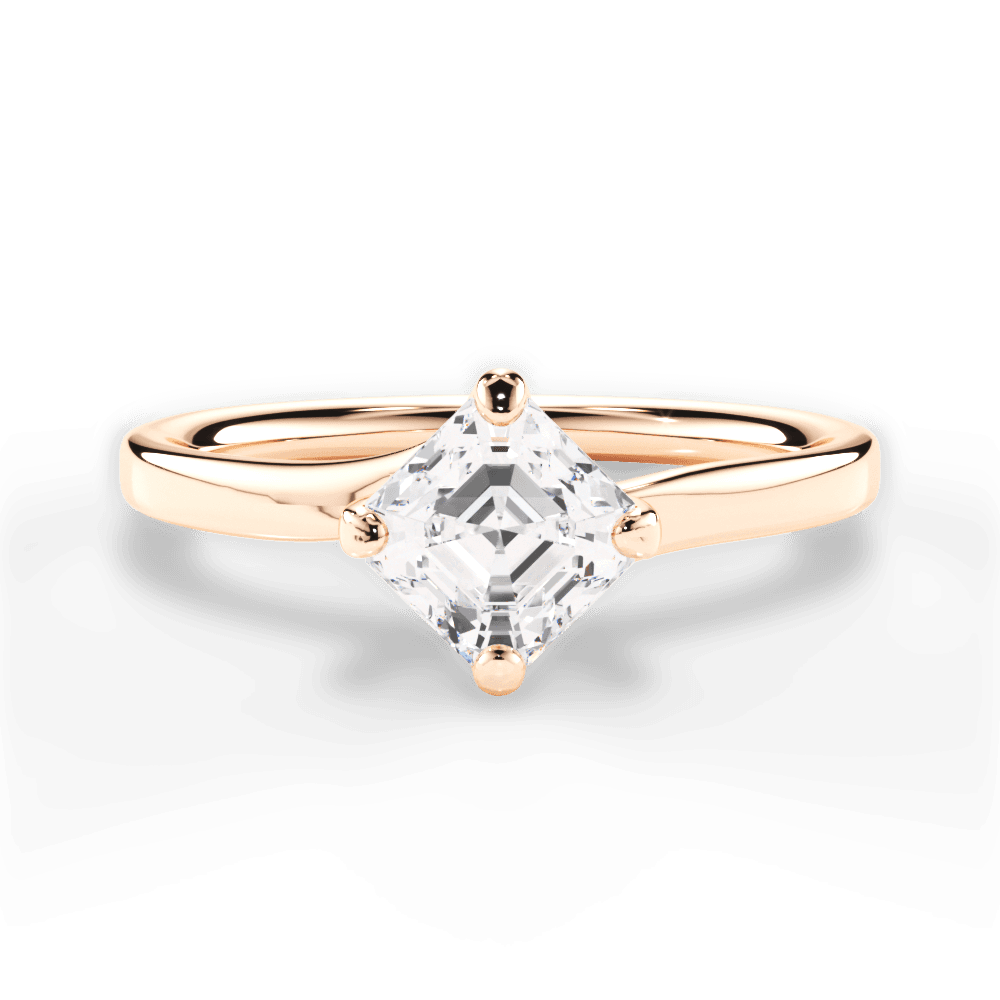 Ashley Asscher Cut Lab Grown Diamond 18Kt Rose Gold Engagement Ring