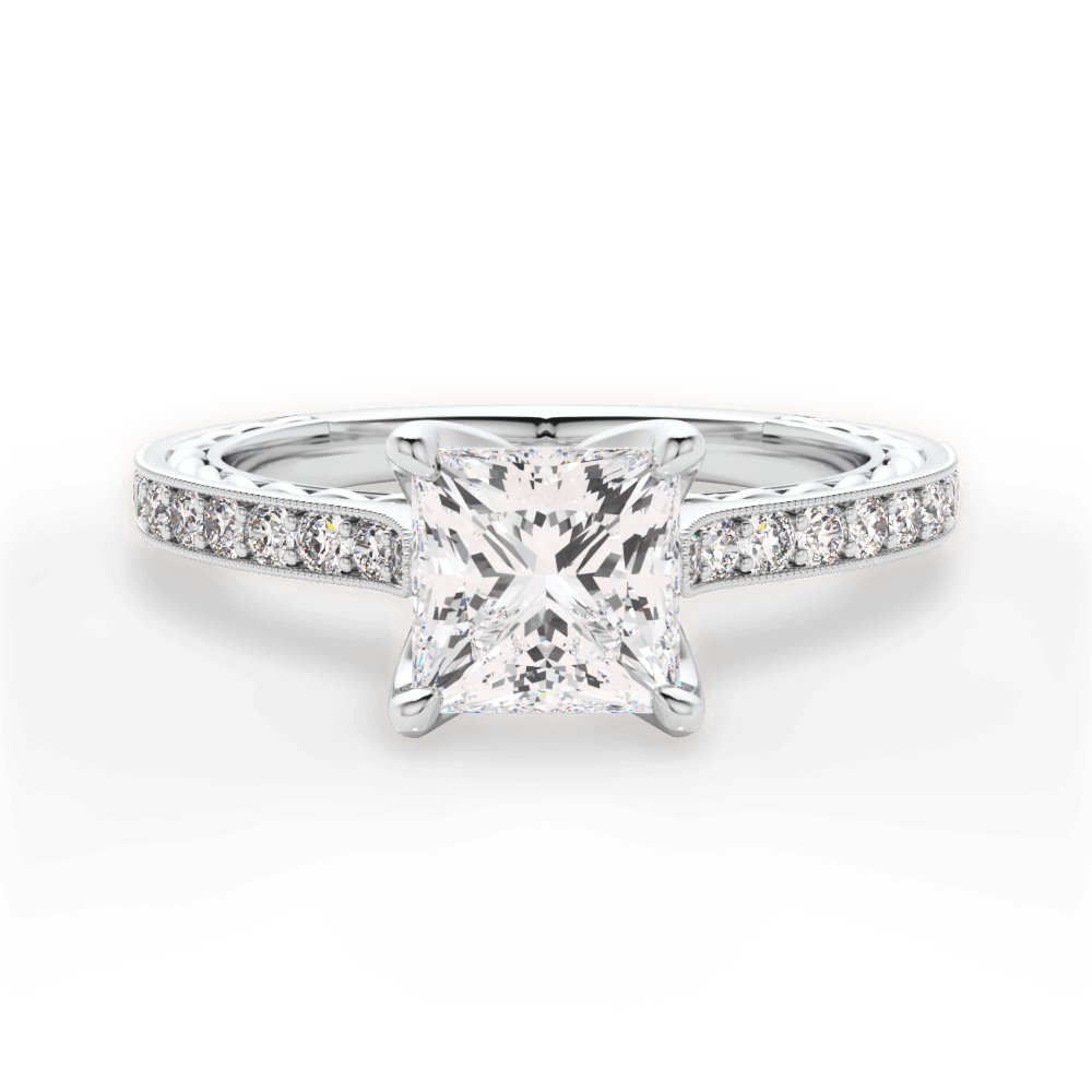 Gilda Princess Cut Lab Grown Diamond 14Kt White Gold Engagement Ring