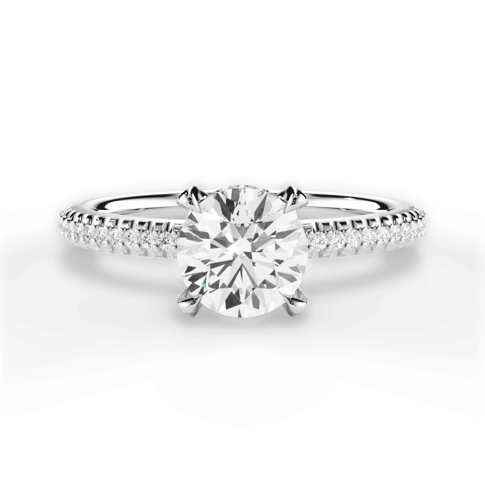 Helen Round Cut Lab Grown Diamond 14Kt White Gold Engagement Ring
