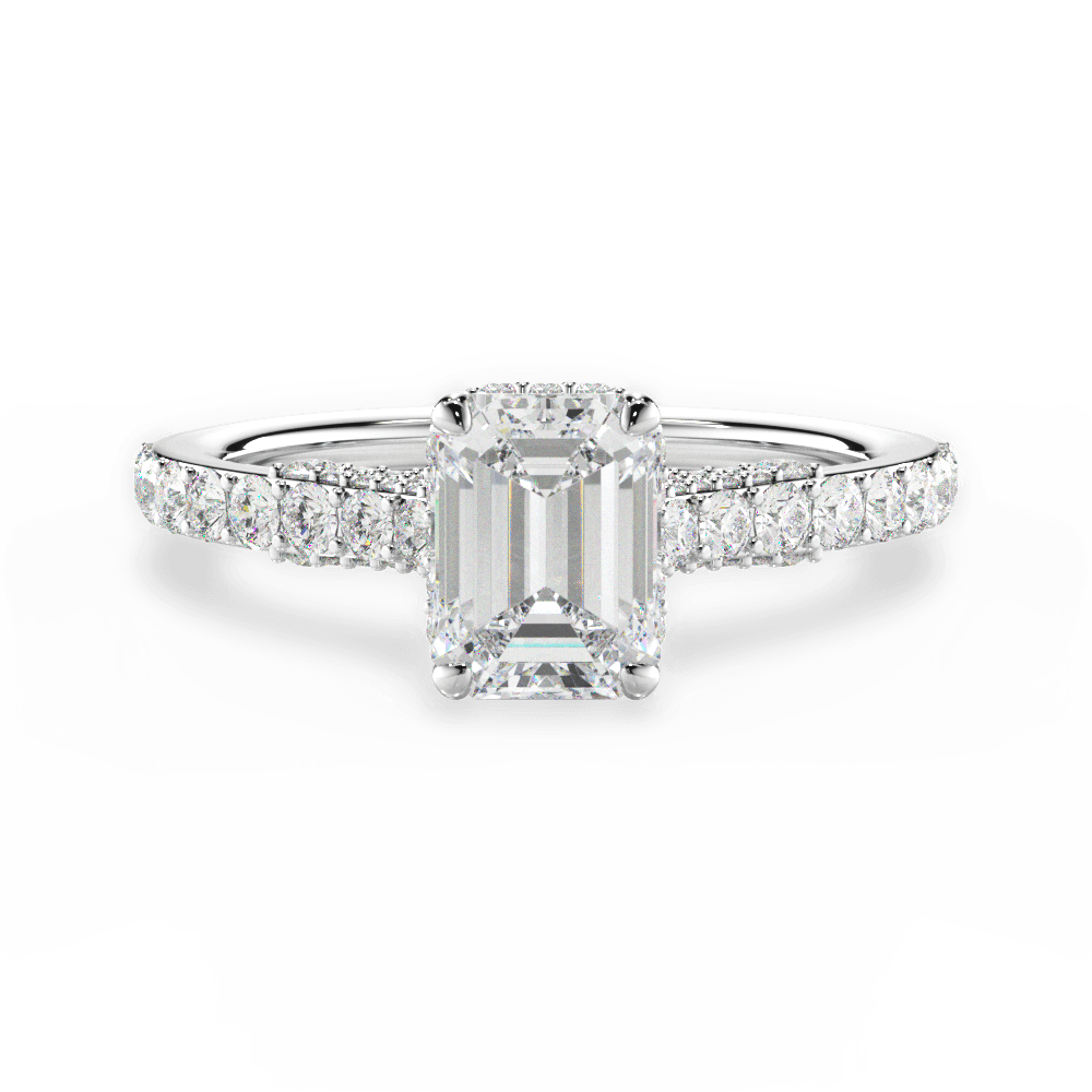 Laura Emerald Cut Lab Grown Diamond 18Kt White Gold Engagement Ring