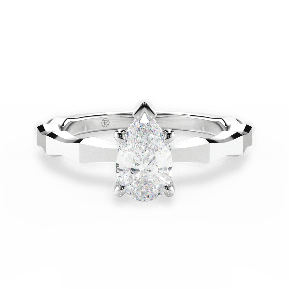 Aaliyah Pear Cut Lab Grown Diamond 18Kt White Gold Engagement Ring