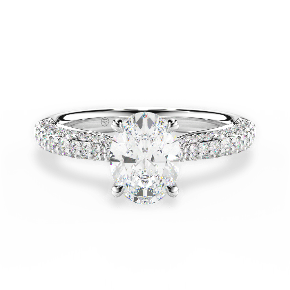 Kira Oval Cut Lab Grown Diamond 14Kt White Gold Engagement Ring