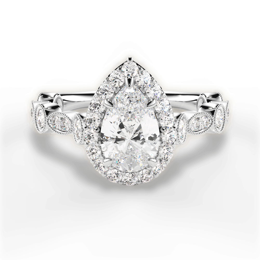Irene Pear Cut Lab Grown Diamond 14Kt White Gold Engagement Ring