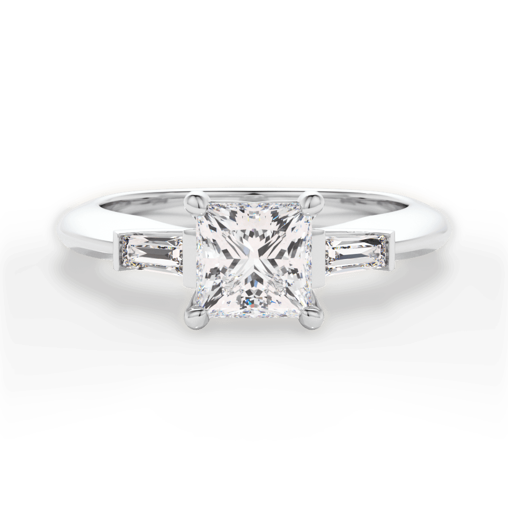 Emily Princess Cut Lab Grown Diamond 14Kt White Gold Engagement Ring