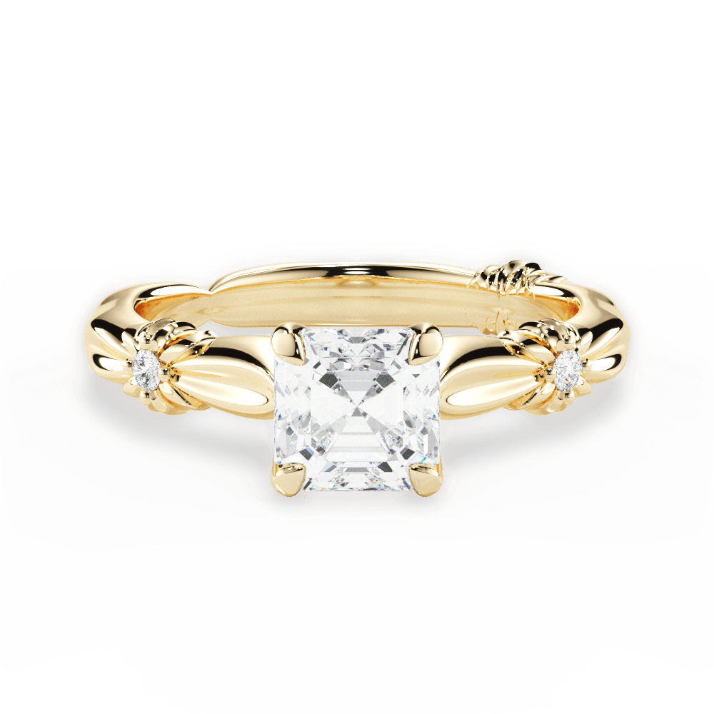 Claire Asscher Cut Lab Grown Diamond 18Kt Yellow Gold Engagement Ring
