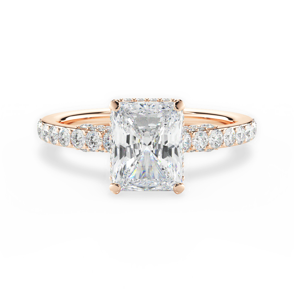 Laura Radiant Cut Lab Grown Diamond 18Kt Rose Gold Engagement Ring