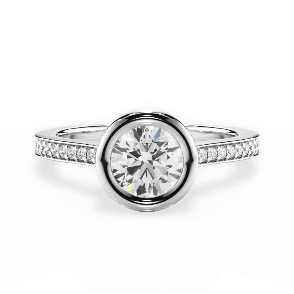 Deanna Round Cut Lab Grown Diamond 14Kt White Gold Engagement Ring