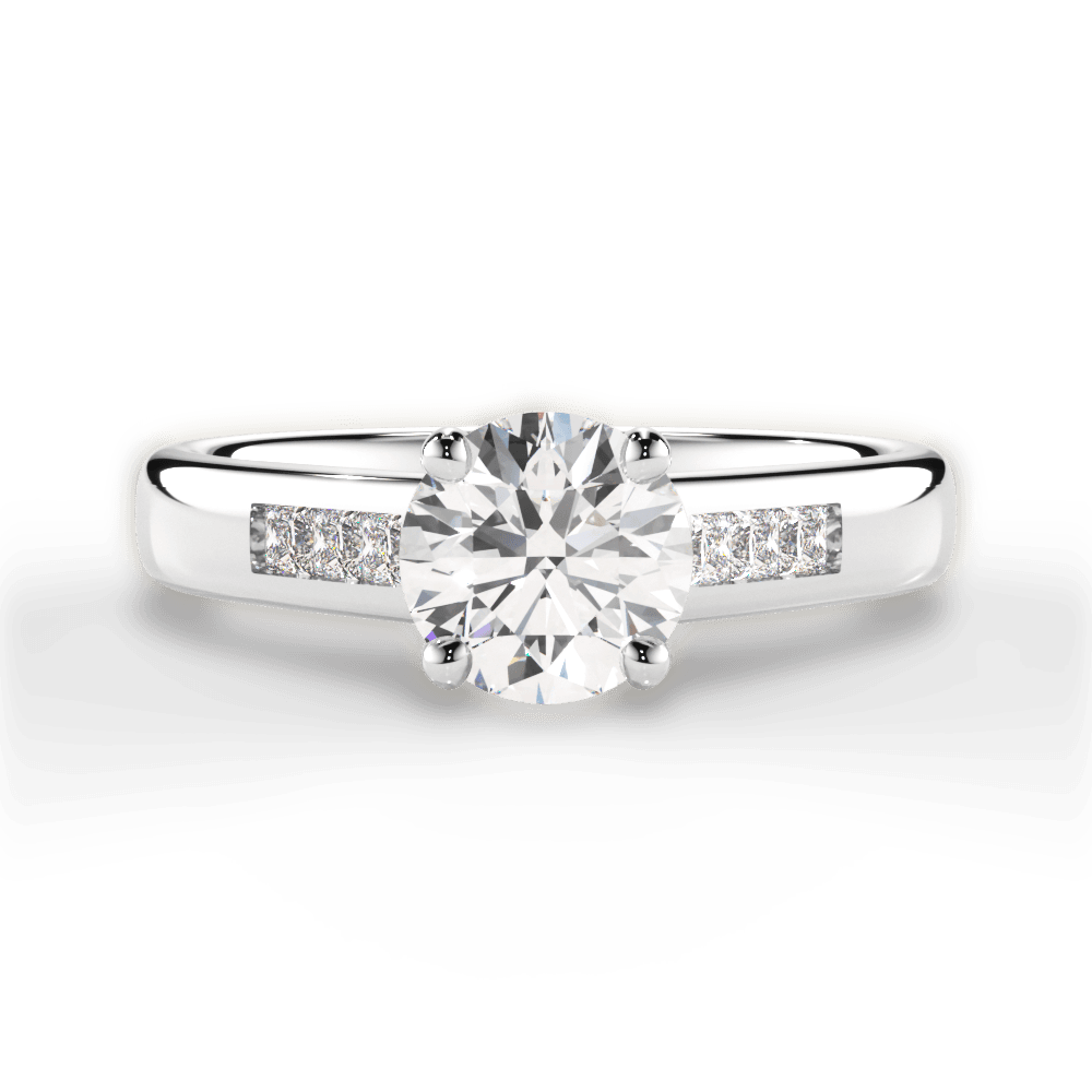 Brittany Round Cut Lab Grown Diamond 14Kt White Gold Engagement Ring