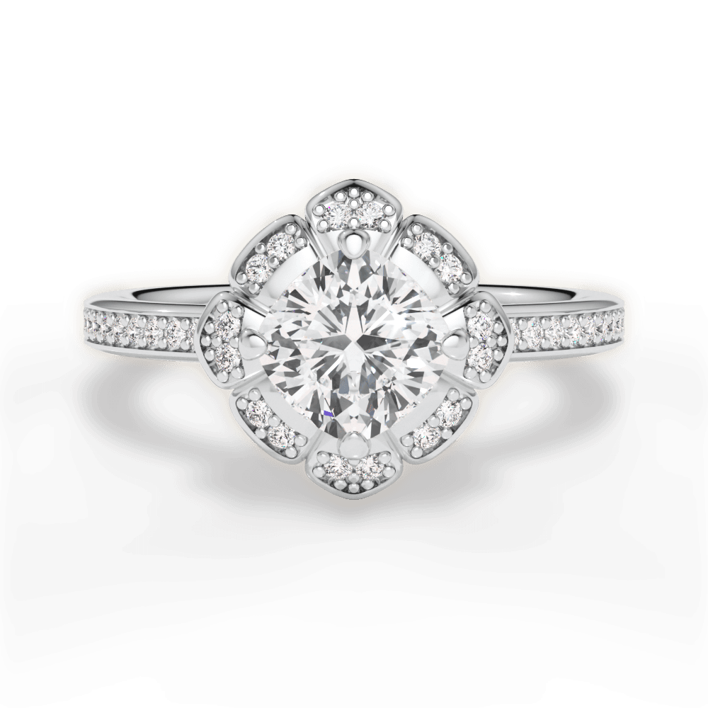 Hayley Cushion Cut Lab Grown Diamond 18Kt White Gold Engagement Ring