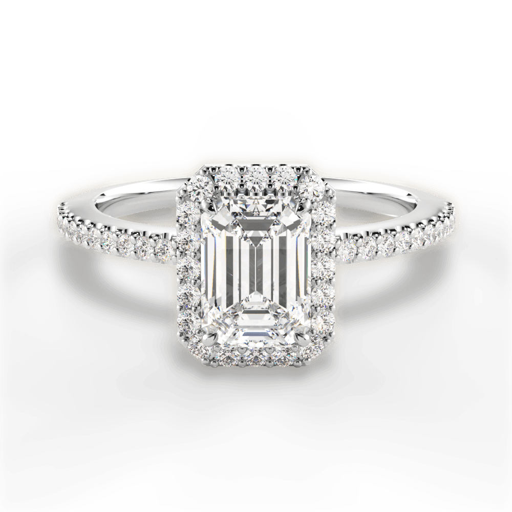 Joanne Emerald Cut Lab Grown Diamond 14Kt White Gold Engagement Ring
