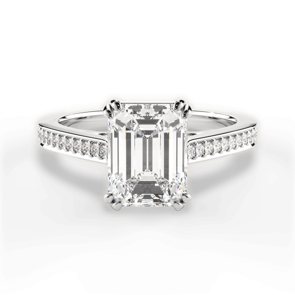 Denise Emerald Cut Lab Grown Diamond Platinum Engagement Ring