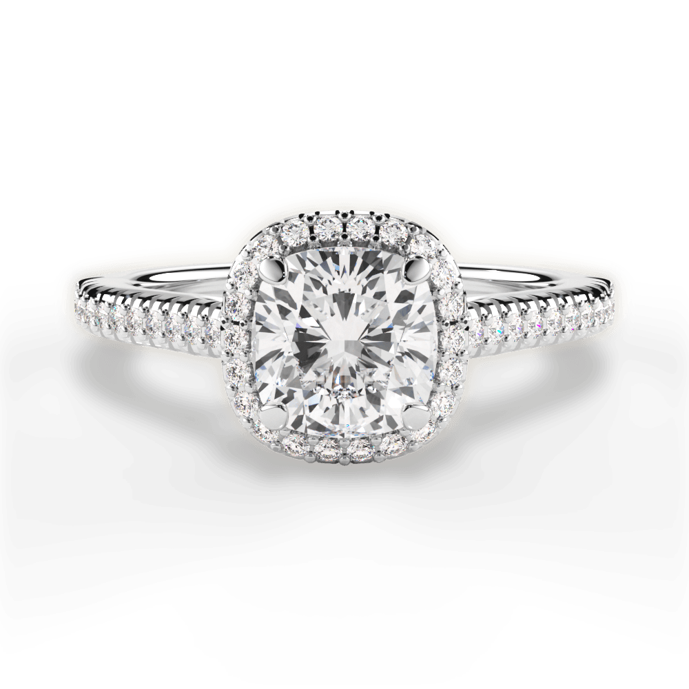 Jenny Cushion Cut Lab Grown Diamond 14Kt White Gold Engagement Ring