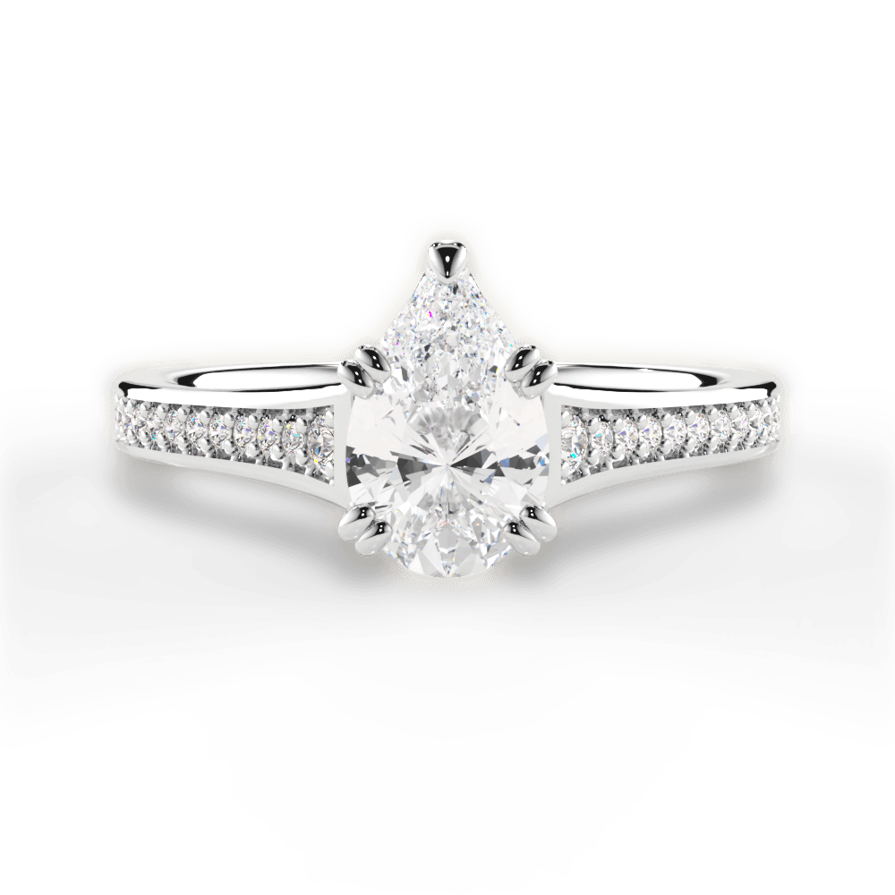 Delia Pear Cut Lab Grown Diamond Platinum Engagement Ring