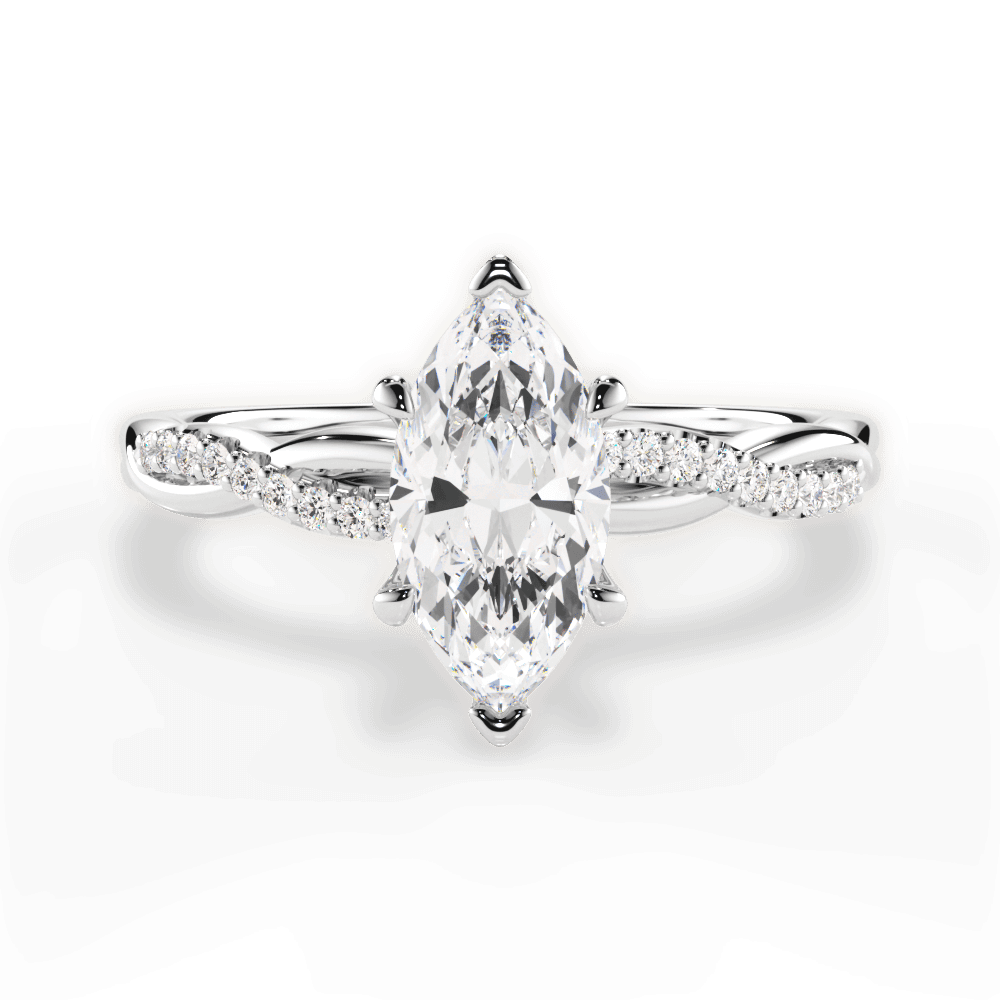 Charlotte Marquise Cut Lab Grown Diamond 14Kt White Gold Engagement Ring