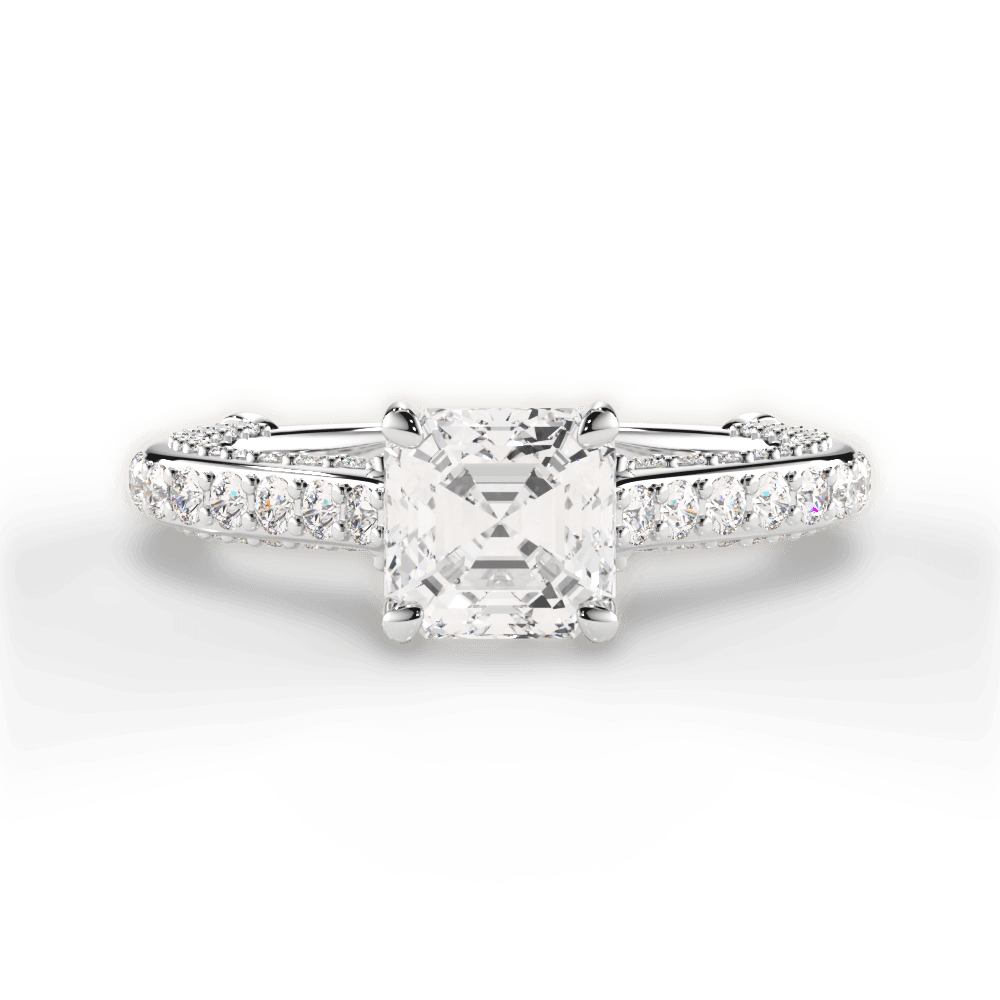 Lindsay Asscher Cut Lab Grown Diamond 18Kt White Gold Engagement Ring