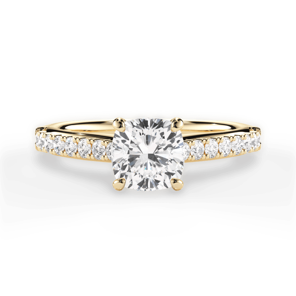 Elizabeth Cushion Cut Lab Grown Diamond 18Kt Yellow Gold Engagement Ring