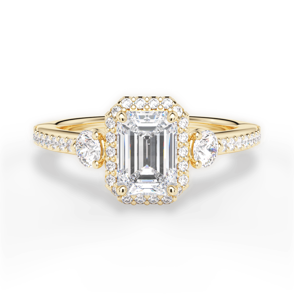 Julia Emerald Cut Lab Grown Diamond 18Kt Yellow Gold Engagement Ring
