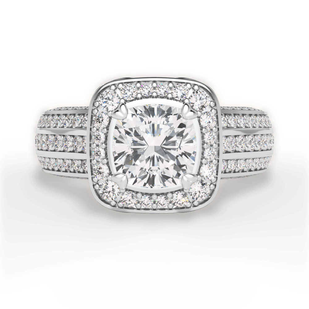 Madison Cushion Cut Lab Grown Diamond 14Kt White Gold Engagement Ring
