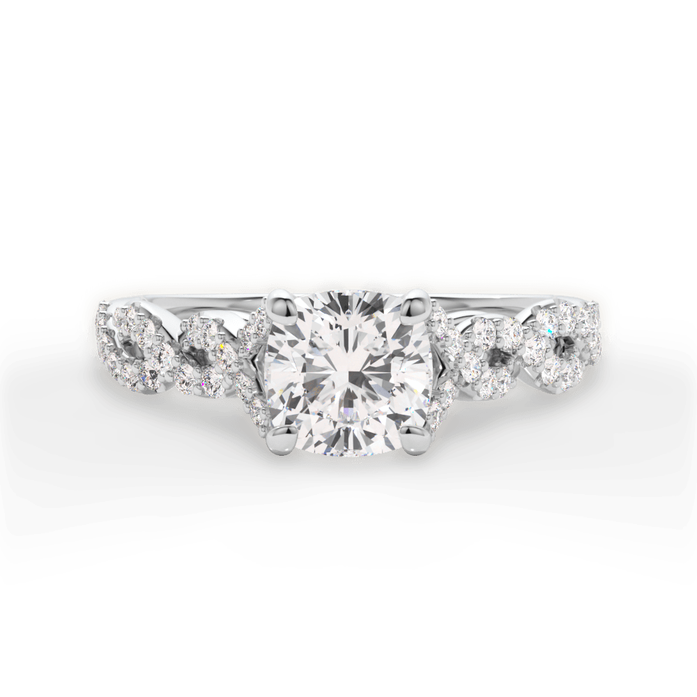 Justine Cushion Cut Lab Grown Diamond Platinum Engagement Ring