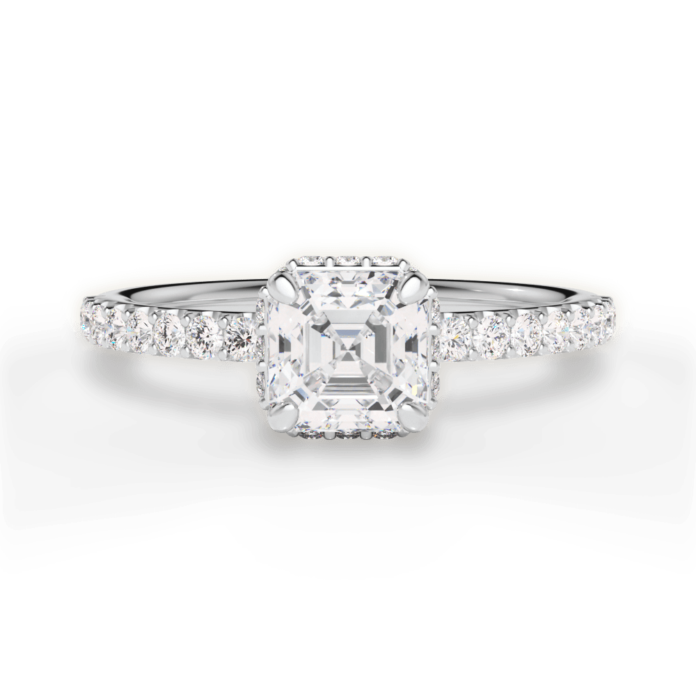 Isabella Asscher Cut Lab Grown Diamond 18Kt White Gold Engagement Ring