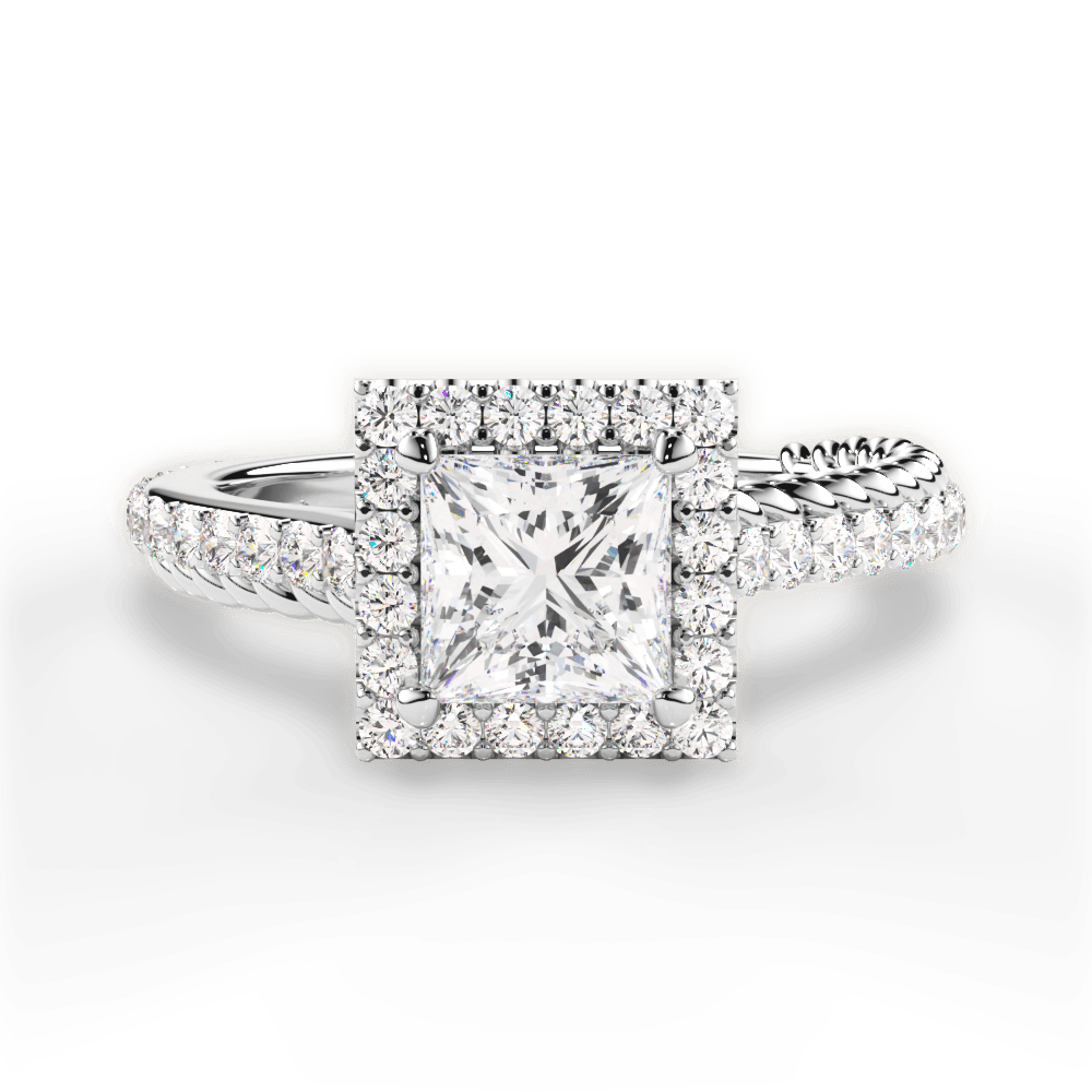 Kim Princess Cut Lab Grown Diamond 14Kt White Gold Engagement Ring