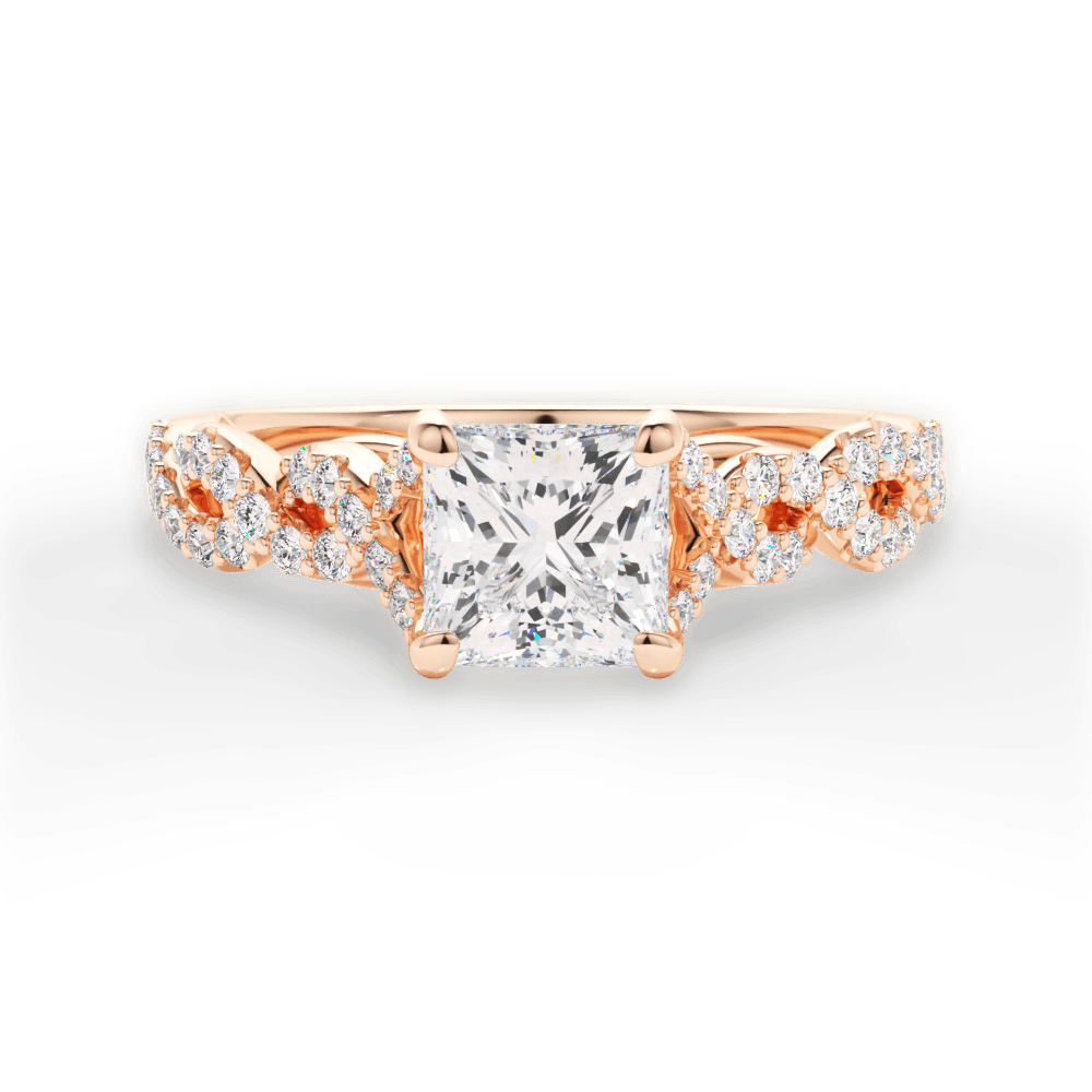 Justine Princess Cut Lab Grown Diamond 18Kt Rose Gold Engagement Ring