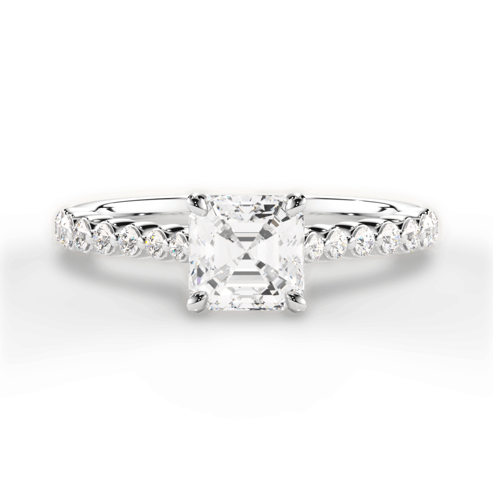 Dana Asscher Cut Lab Grown Diamond 14Kt White Gold Engagement Ring