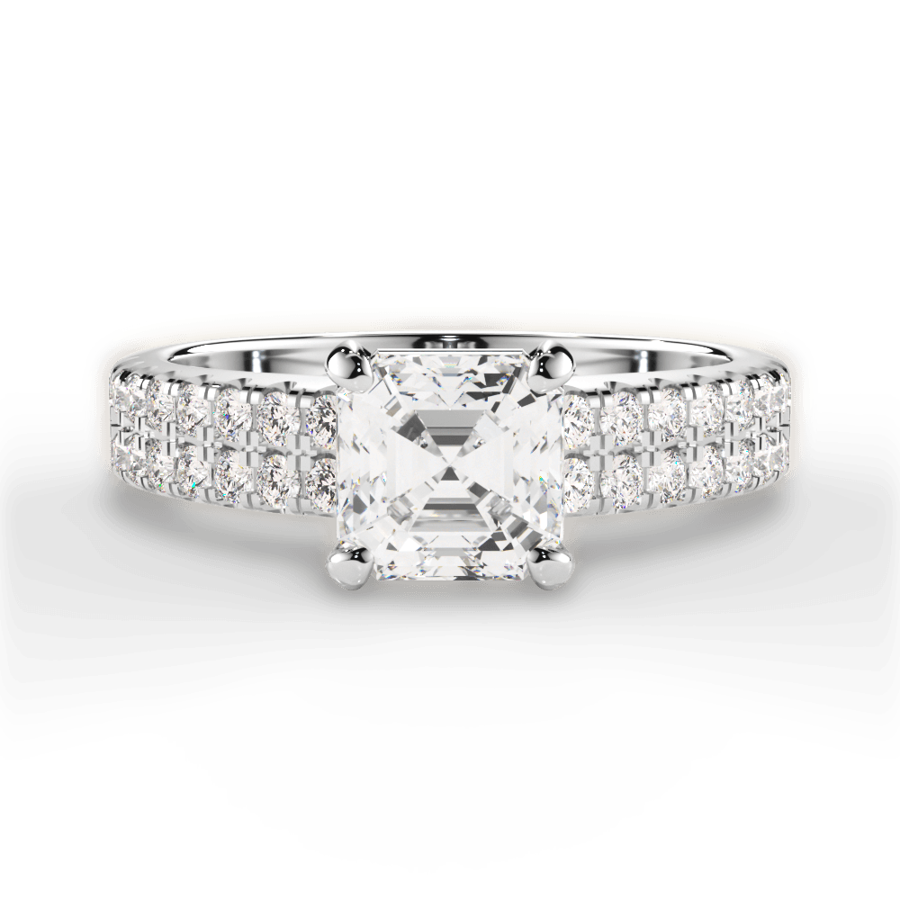 Kayla Asscher Cut Lab Grown Diamond Platinum Engagement Ring