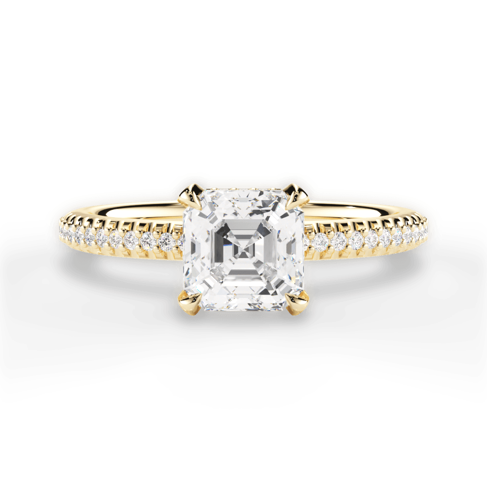 Helen Asscher Cut Lab Grown Diamond 18Kt Yellow Gold Engagement Ring