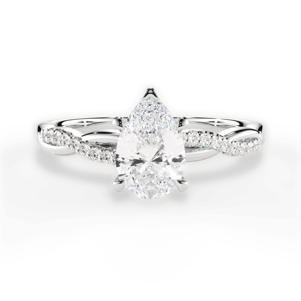 Charlotte Pear Cut Lab Grown Diamond 14Kt White Gold Engagement Ring