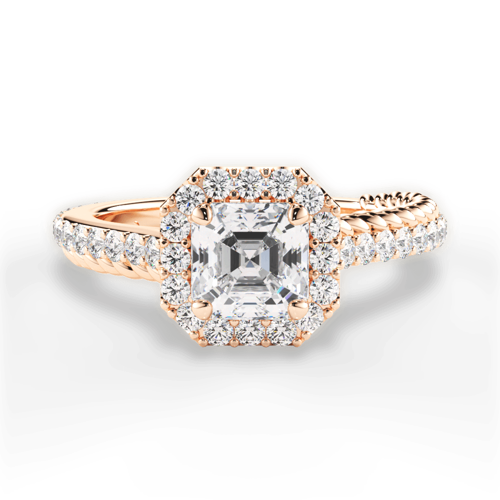 Kim Asscher Cut Lab Grown Diamond 18Kt Rose Gold Engagement Ring