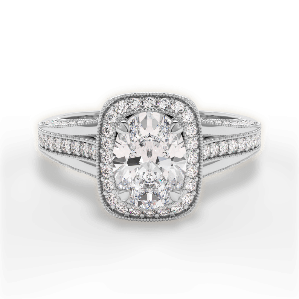 Lillian Oval Cut Lab Grown Diamond 14Kt White Gold Engagement Ring
