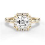 Jenny Asscher Cut Lab Grown Diamond 18Kt Yellow Gold Engagement Ring